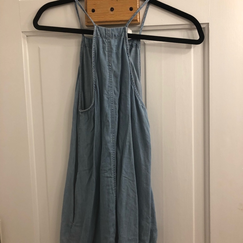 Harper denim Razorback tank.